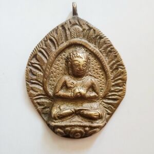 Vintage cast brass deity amulet, Sarna of India